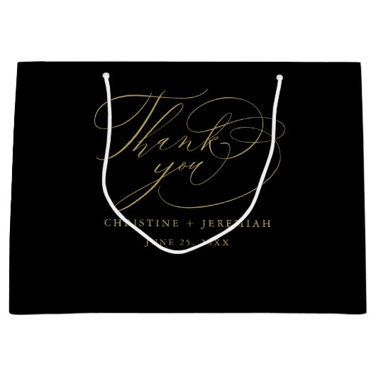 Elegant Black Gold Script Weduwen Hartelijk dank Groot Cadeauzakje (Voorkant)