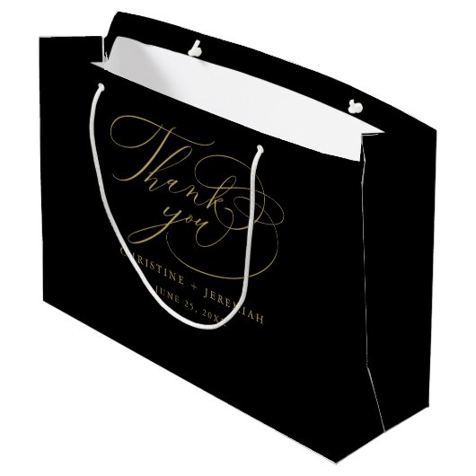 Elegant Black Gold Script Weduwen Hartelijk dank Groot Cadeauzakje (Achterkant Gekanteld)