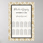 Elegant Black Gold  Seating Chart Poster (Voorkant)