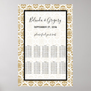 Elegant Black Gold  Seating Chart Poster