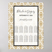 Elegant Black Gold  Seating Chart Poster (Voorkant)