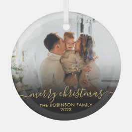 Elegant Black Gold-serie Foto met prettig kerstfee Glas Ornament