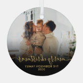 Elegant Black Gold-serie Foto met prettig kerstfee Glas Ornament (Achterkant)