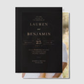 Elegant Black Gold Serif Wedding Invitations Vellum Uitnodigingen (Offset (Koppel))