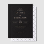 Elegant Black Gold Serif Wedding Invitations Vellum Uitnodigingen (Offset (Uitnodiging))