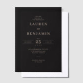 Elegant Black Gold Serif Wedding Invitations Vellum Uitnodigingen (Offset)