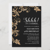 Elegant Black & Gold Shhh Surprise Party Birthday Kaart (Voorkant)