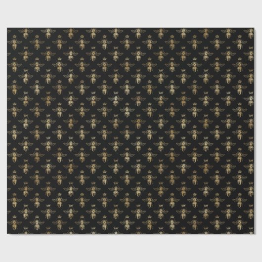 Elegant Black Gold Shimmer Bumble Bee Birthday Cadeaupapier