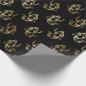 Elegant Black Gold Shimmer Mermaid Birthday Cadeaupapier (Hoek)