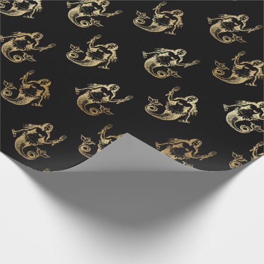 Elegant Black Gold Shimmer Mermaid Birthday Cadeaupapier (Hoek)