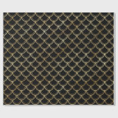 Elegant Black Gold Shimmer Mermaid Scales Birthday Cadeaupapier (Vlak)