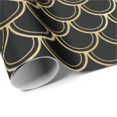 Elegant Black Gold Shimmer Mermaid Scales Birthday Cadeaupapier (Rol Hoek)