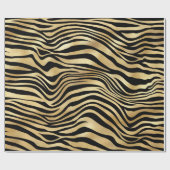 Elegant Black Gold Shimmer Zebra Print Birthday Cadeaupapier (Vlak)