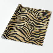 Elegant Black Gold Shimmer Zebra Print Birthday Cadeaupapier (Uitgerold)