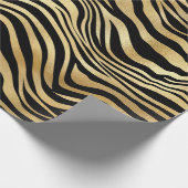 Elegant Black Gold Shimmer Zebra Print Birthday Cadeaupapier (Hoek)