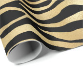 Elegant Black Gold Shimmer Zebra Print Birthday Cadeaupapier (Rol Hoek)