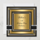 Elegant Black Gold Silver Birthday Party Mannen jo Kaart (Voorkant)