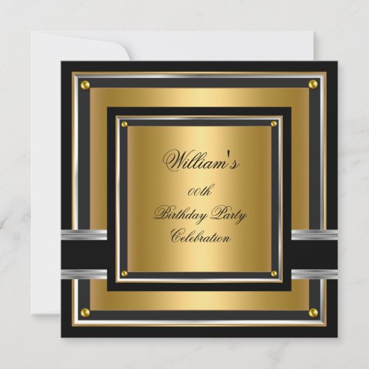 Elegant Black Gold Silver Birthday Party Mannen Ma Kaart (Voorkant)