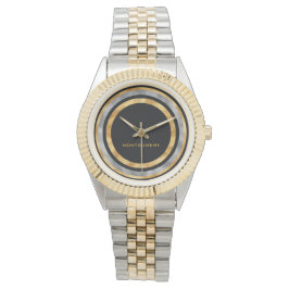 Elegant Black Gold Silver Foil op maat gemaakt Horloge