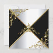 Elegant Black Gold Silver Pearl Birthday Kaart (Achterkant)