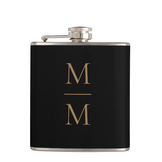 Elegant Black Gold Simple Classic Monogram Flastic Heupfles (Voorkant)