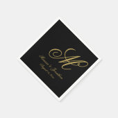 Elegant Black Gold Single Monogram Weddenschap Servet (Hoek)