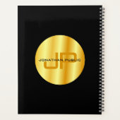 Elegant Black Gold Sjabloon Trendy Monogram Planner (Achterkant)