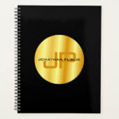 Elegant Black Gold Sjabloon Trendy Monogram Planner (Voorkant)