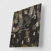 Elegant Black Gold Snakes, naam en voornaam luxe Vierkante Klok (Hoek)
