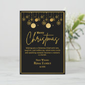 Elegant Black & Gold Snowflake Merry Christmas Kaart (Staand voorkant)