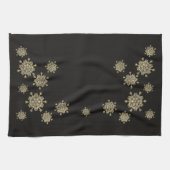 Elegant Black & Gold Snowflakes kerst Theedoek (Horizontaal)