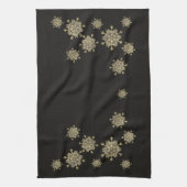 Elegant Black & Gold Snowflakes kerst Theedoek (Verticaal)