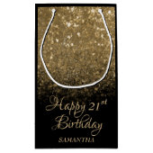 Elegant Black Gold Sparkle 21st Birthday Klein Cadeauzakje (Achterkant)