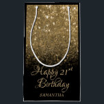 Elegant Black Gold Sparkle 21st Birthday Klein Cadeauzakje<br><div class="desc">Elegant cadeautas met gouden glitter en verjaardagstekst over zwart. Deze sjabloon past elke leeftijd aan,  omdat ze gemakkelijk kan worden aangepast.</div>