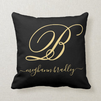  Elegant Black Gold Specialized Name Monogramed  Kussen