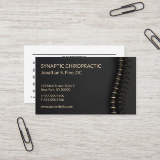 Elegant Black & Gold Spine Chiro Appointard Visitekaartje