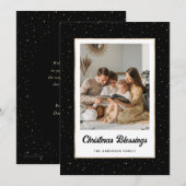 Elegant Black Gold Starry Photo Feestdagenkaart (Voorkant / Achterkant)