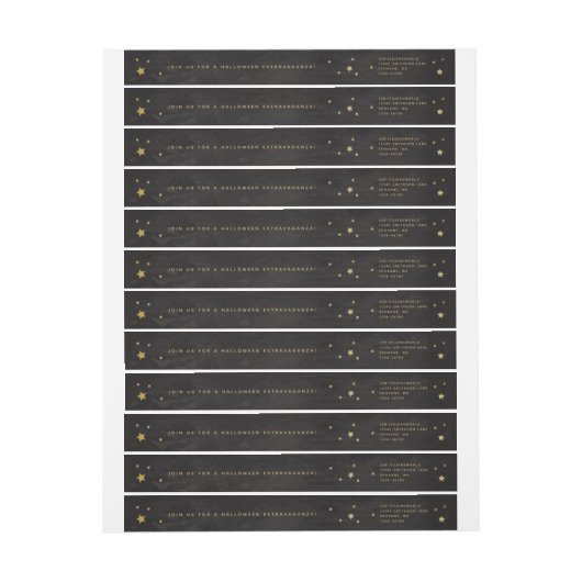 Elegant Black+Gold Stars Wraparound adreslabel (Vel)