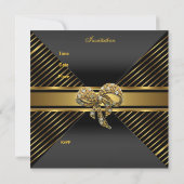 Elegant Black gold Stripe 30th Birthday Invitation Kaart (Achterkant)