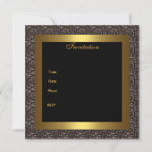 Elegant Black gold Stripe 30th Birthday Invitation Kaart (Achterkant)
