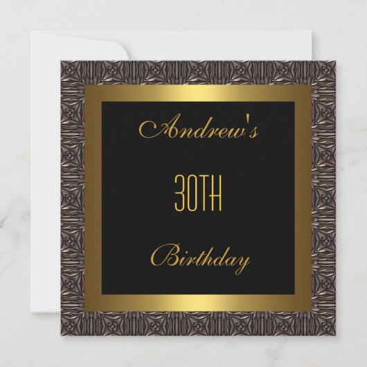 Elegant Black gold Stripe 30th Birthday Invitation Kaart (Voorkant)