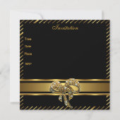 Elegant Black gold Stripe 40th Birthday Invitation Kaart (Achterkant)