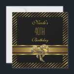 Elegant Black gold Stripe 40th Birthday Invitation Kaart<br><div class="desc">Black gold Stripe 40th Birthday Uitnodiging Elegant Classy All Occasion Party nodigt Sjabloon uit</div>