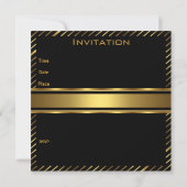 Elegant Black gold Stripe 40th Birthday Invitation Kaart (Achterkant)