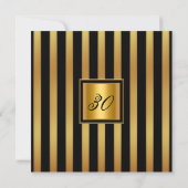Elegant Black Gold Stripe Birthday Party Kaart (Achterkant)