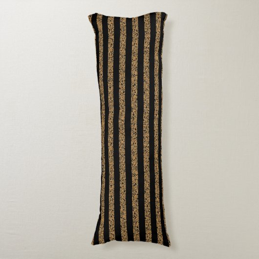 Elegant Black Gold Stripe Chic Pattern Lichaamskussen (Voorkant Verticaal)