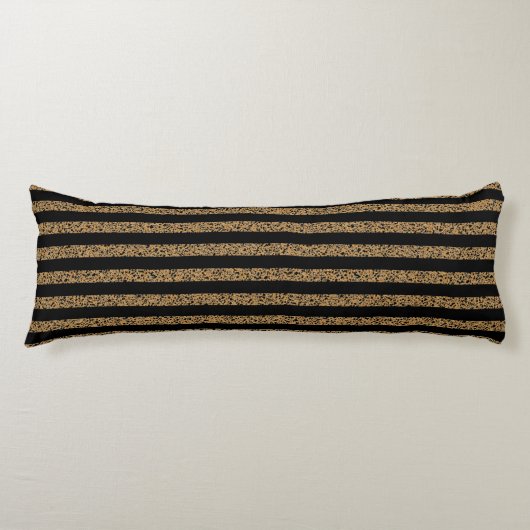 Elegant Black Gold Stripe Chic Pattern Lichaamskussen (Voorkant)