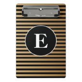 Elegant Black Gold Striped Monogram Mini Klembord (Voorkant)