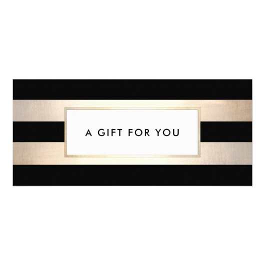 Elegant Black Gold Striped Spa Cadeaubon Reclamekaart (Voorkant)