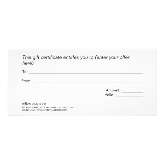 Elegant Black Gold Striped Spa Cadeaubon Reclamekaart (Achterkant)